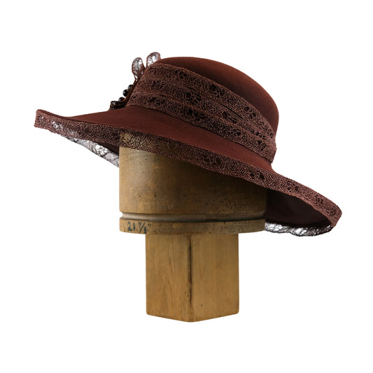 Felt portrait with vintage straw braid