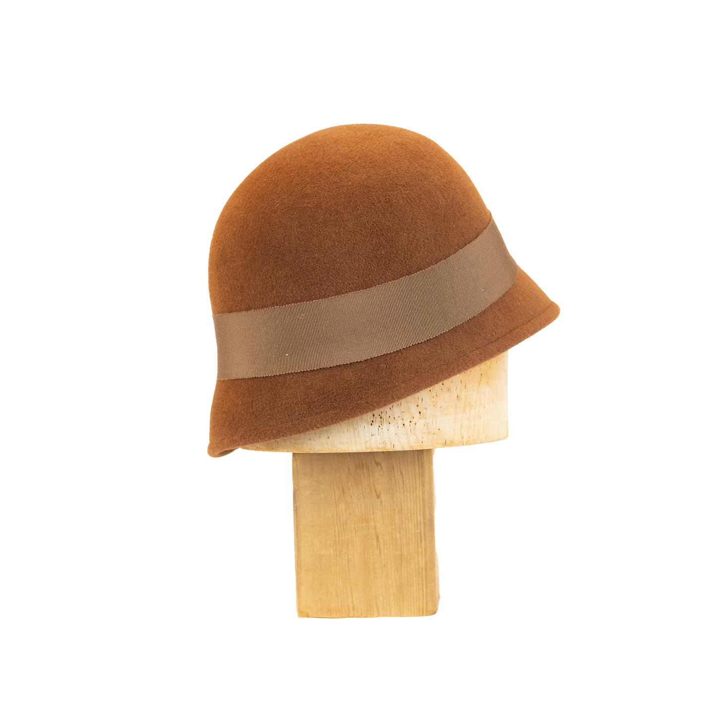 Asymmetrical Cloche in Bronze Velour Felt