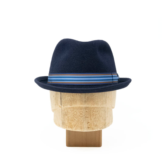 Fedora Bowler in Navy Flat Felt