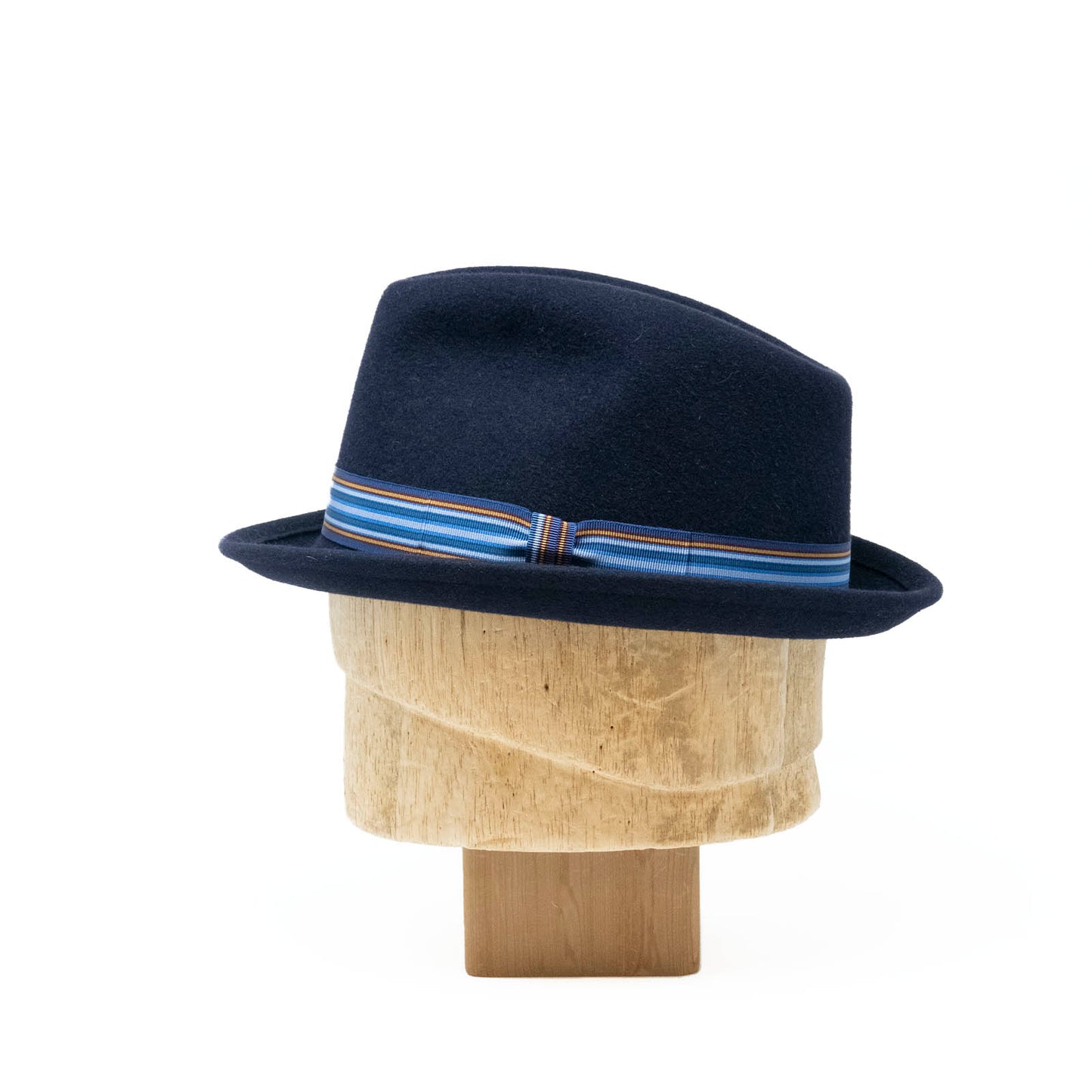 Fedora Bowler in Navy Flat Felt