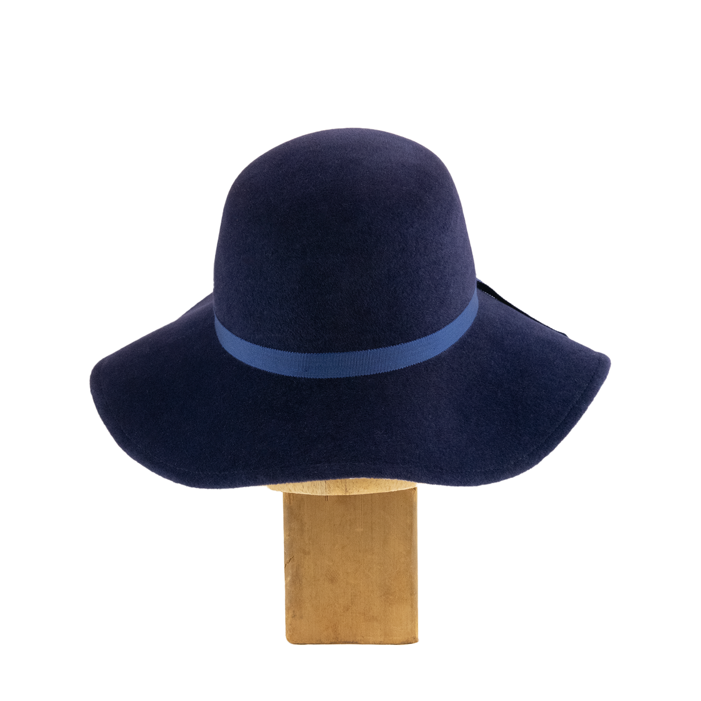 Large Droop Brim Cloche in Navy Velour Felt