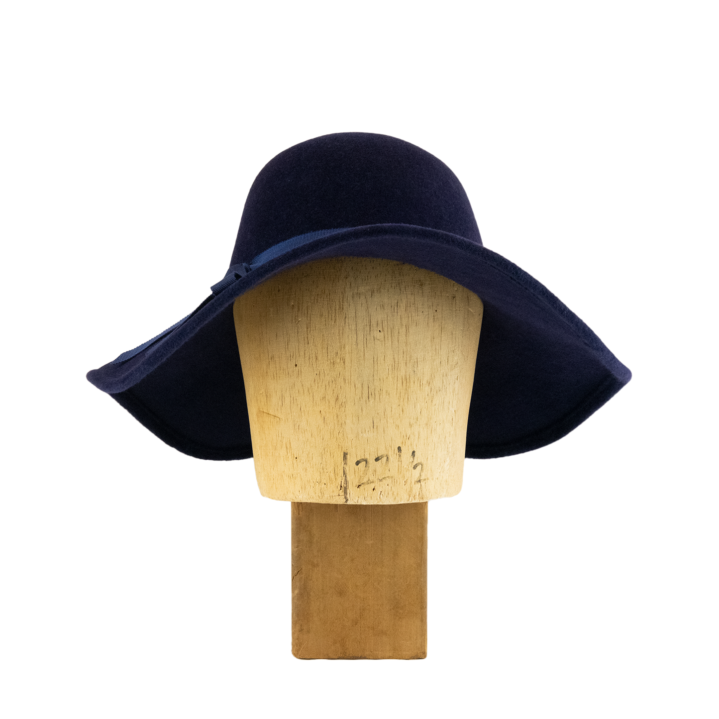 Large Droop Brim Cloche in Navy Velour Felt