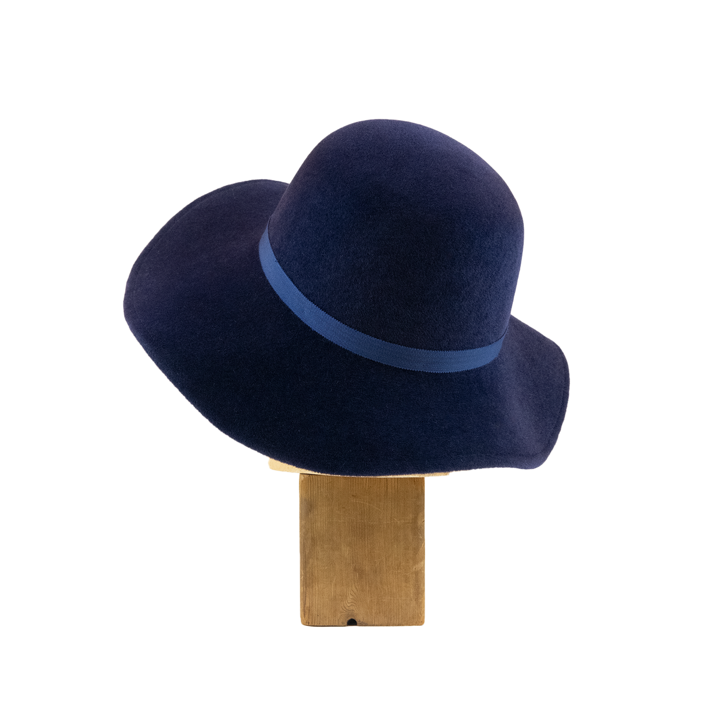 Large Droop Brim Cloche in Navy Velour Felt