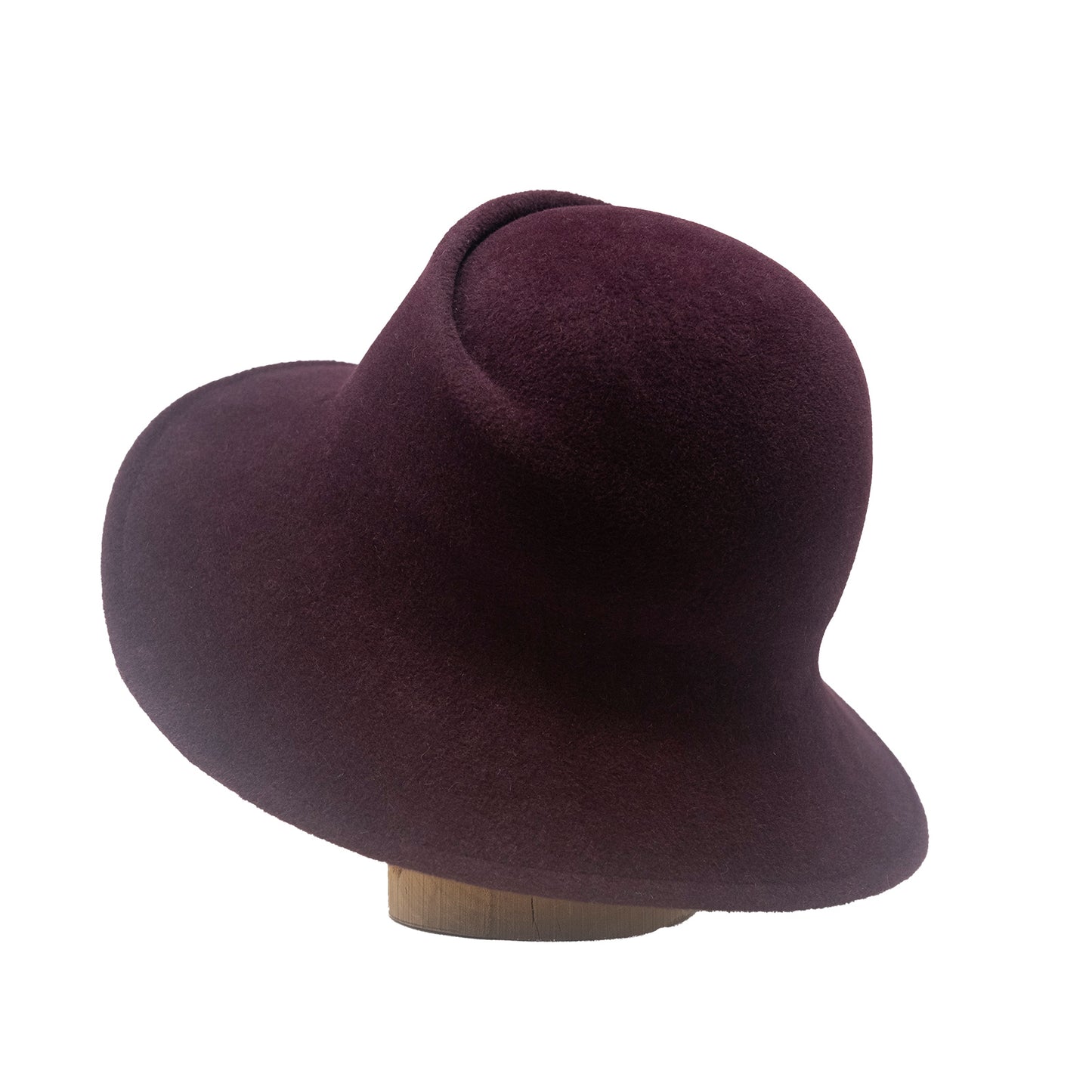 Large Front Creased Cloche in Wine Velour Felt