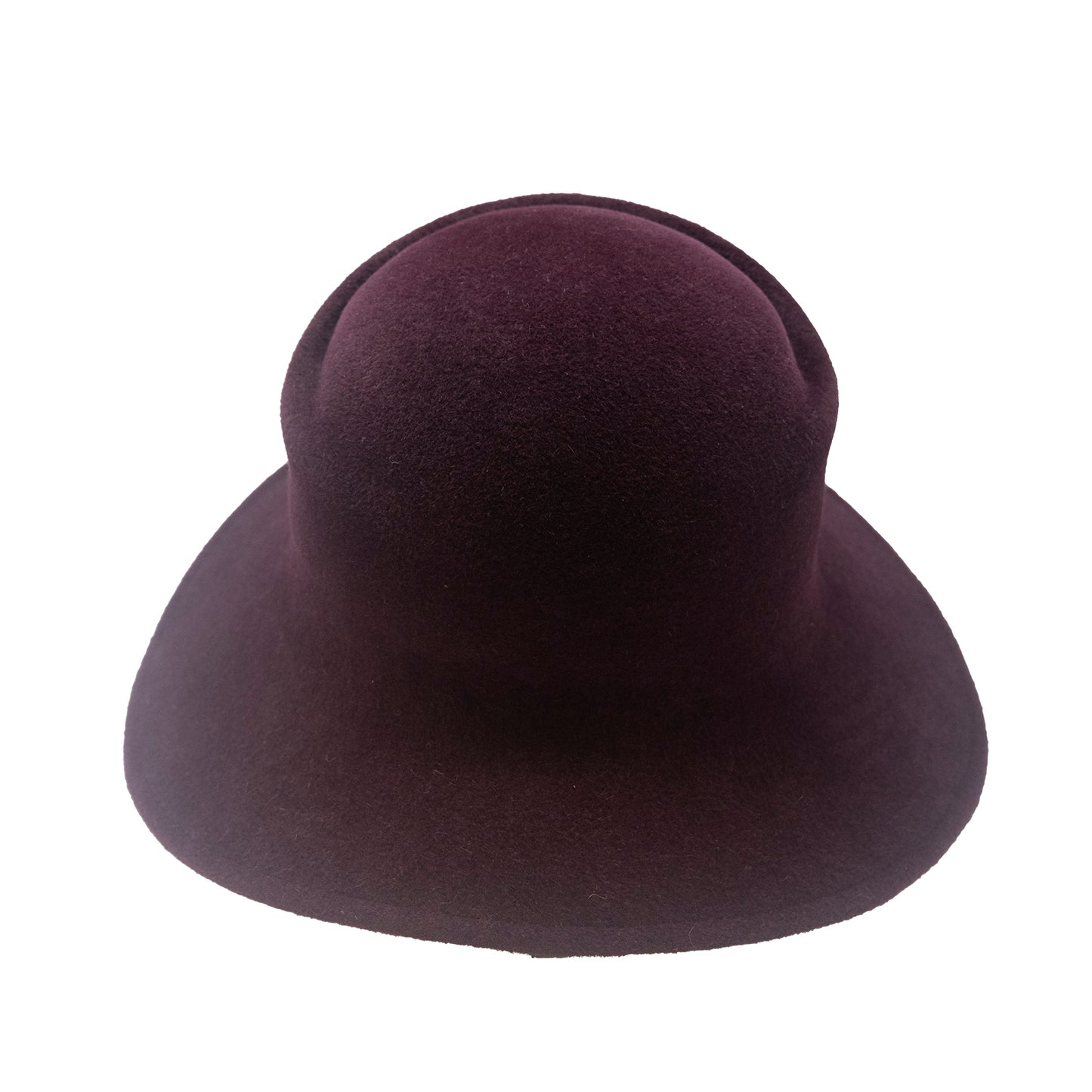 Large Front Creased Cloche in Wine Velour Felt