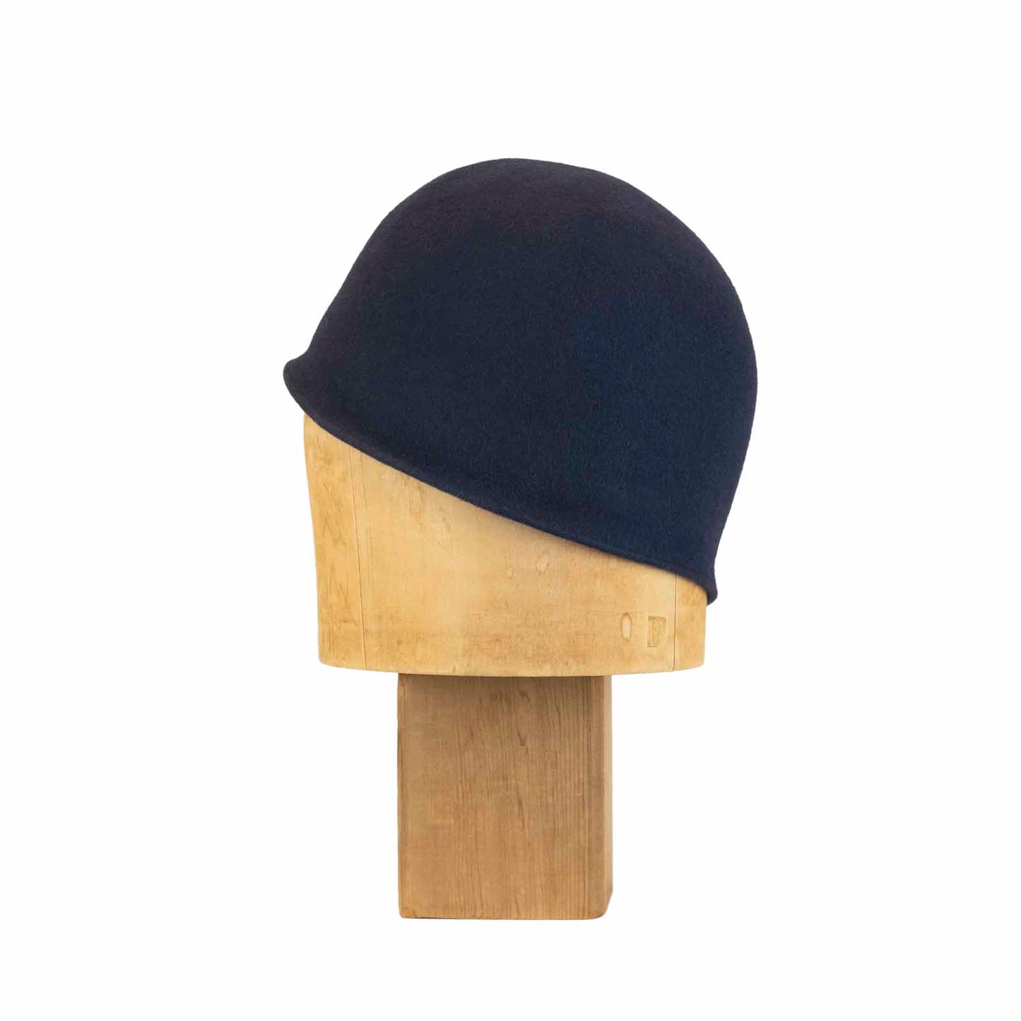 Pleated Cloche in Navy Flat Felt