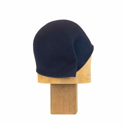 Pleated Cloche in Navy Flat Felt