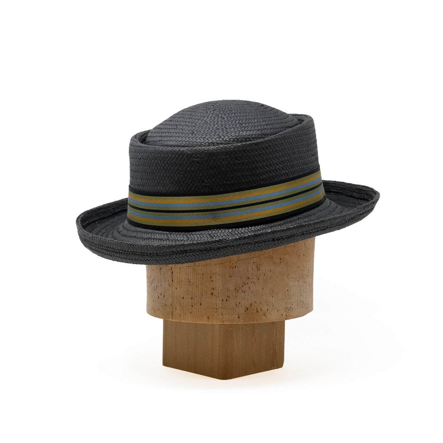 Porkpie Bowler in Black Toyo Straw