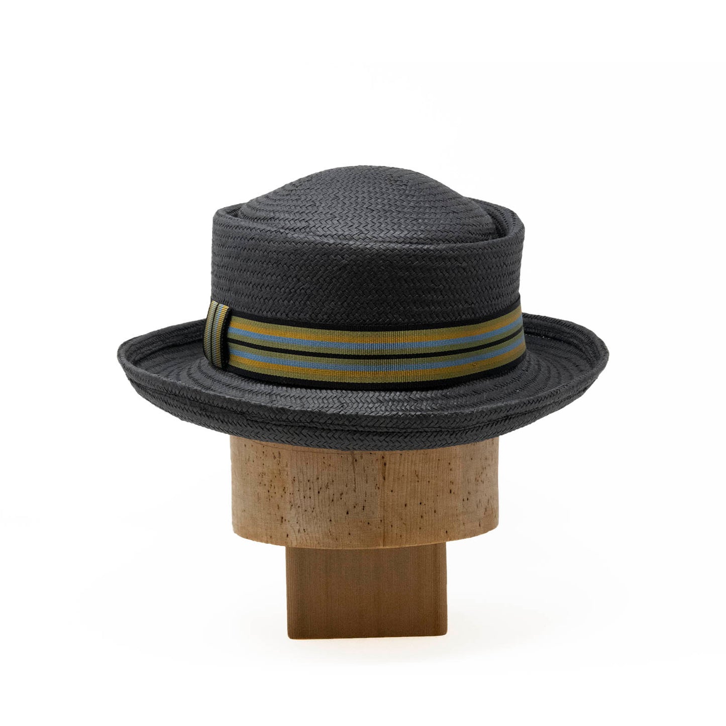 Porkpie Bowler in Black Toyo Straw