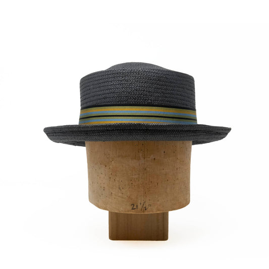 Porkpie Bowler in Black Toyo Straw