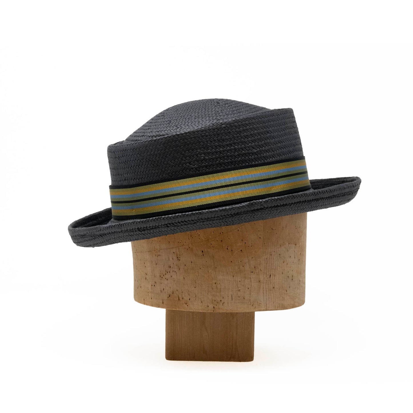 Porkpie Bowler in Black Toyo Straw
