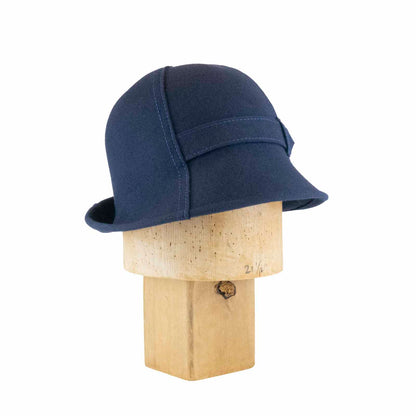 Blue Folding Cloche in Navy Flat Felt