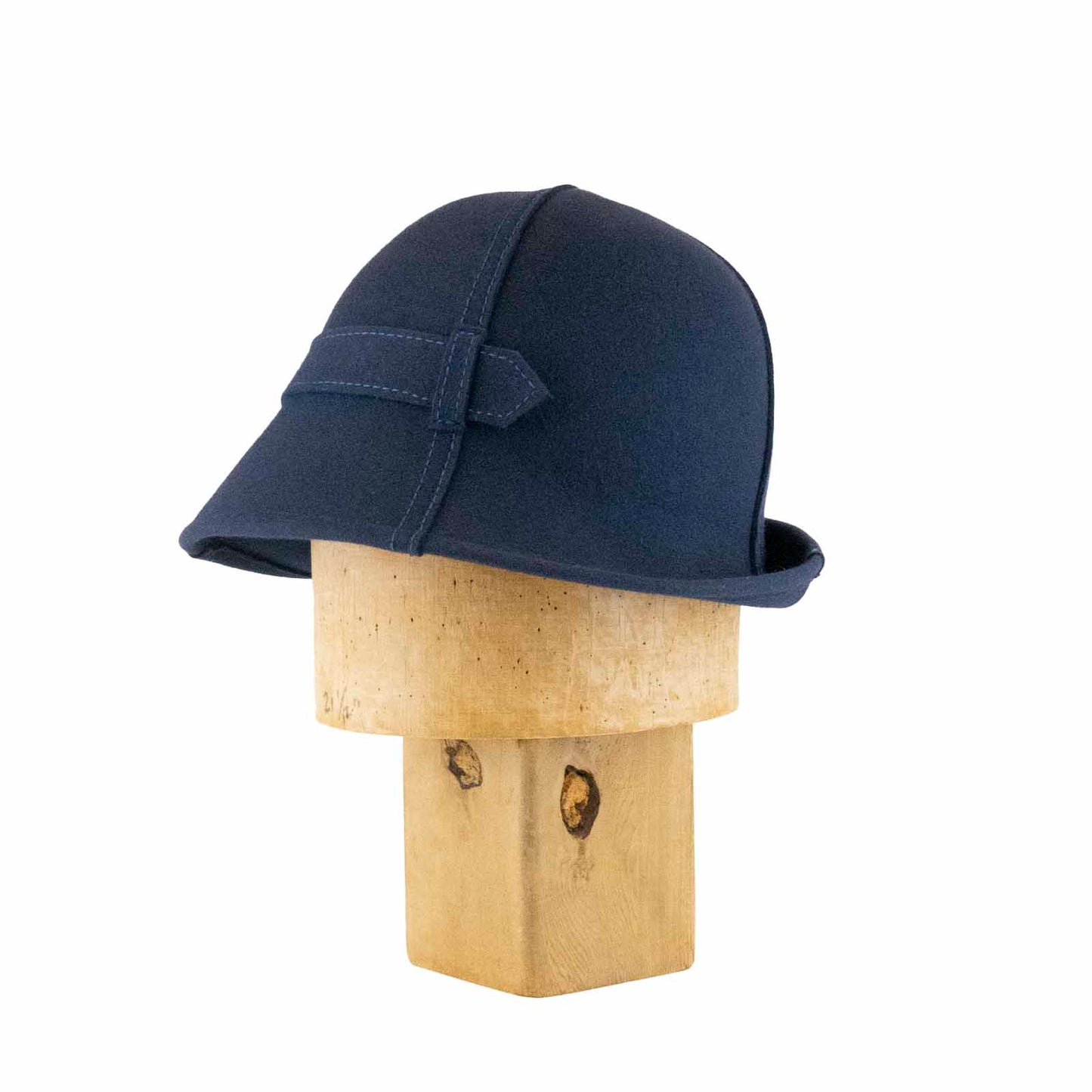 Blue Folding Cloche in Navy Flat Felt