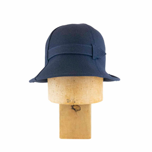 Blue Folding Cloche in Navy Flat Felt