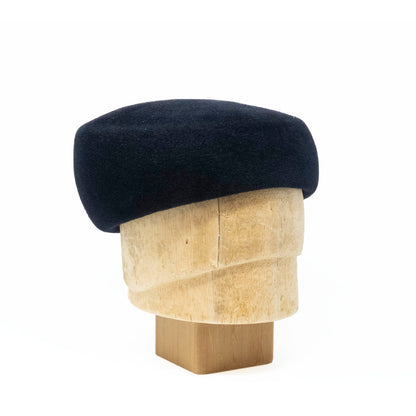 Wedge Toque in Dark Navy Velour Felt