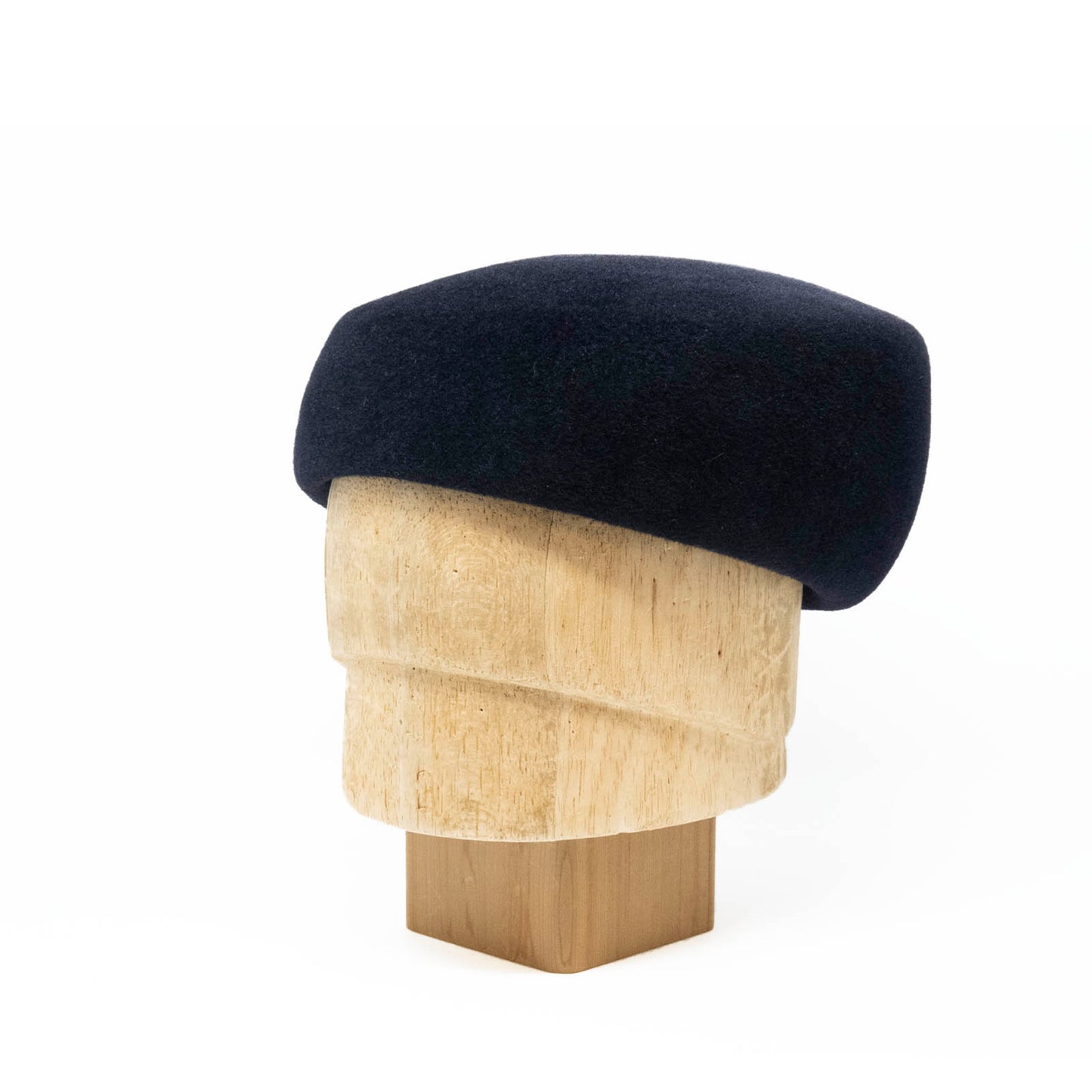 Wedge Toque in Dark Navy Velour Felt