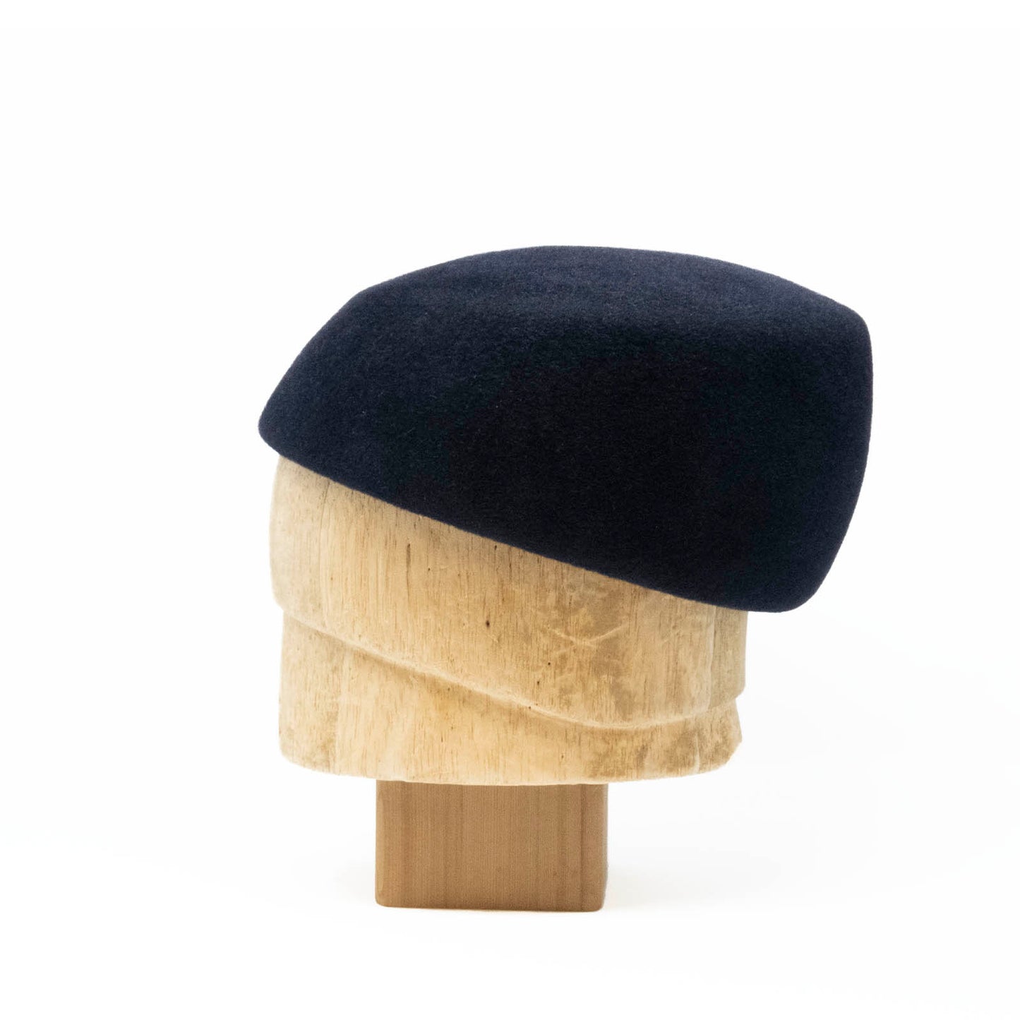 Wedge Toque in Dark Navy Velour Felt